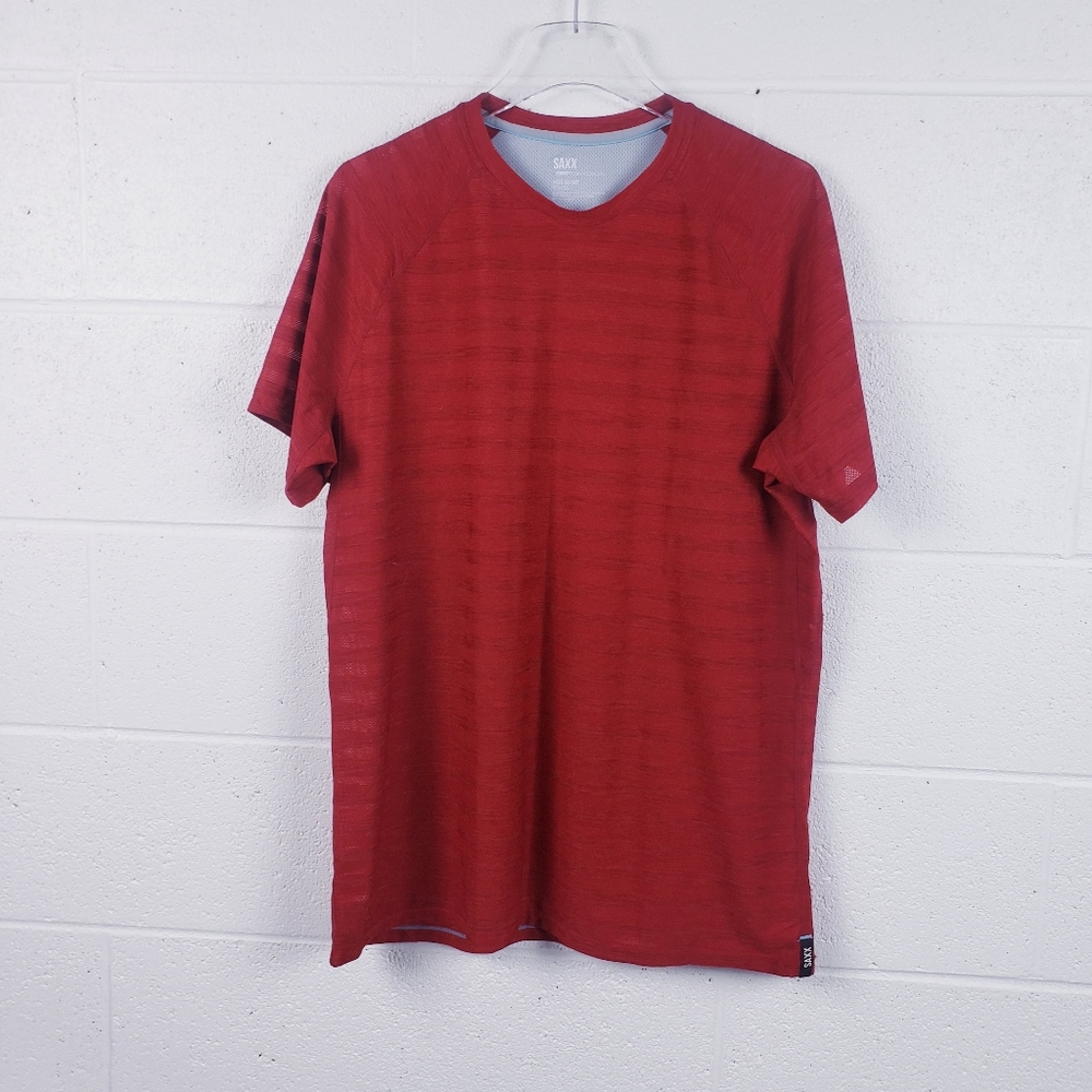 Saxx Drop Temp Tech Hot Shot‎ Tech Tee Shirt Short Sleeve Red Men's Size Large